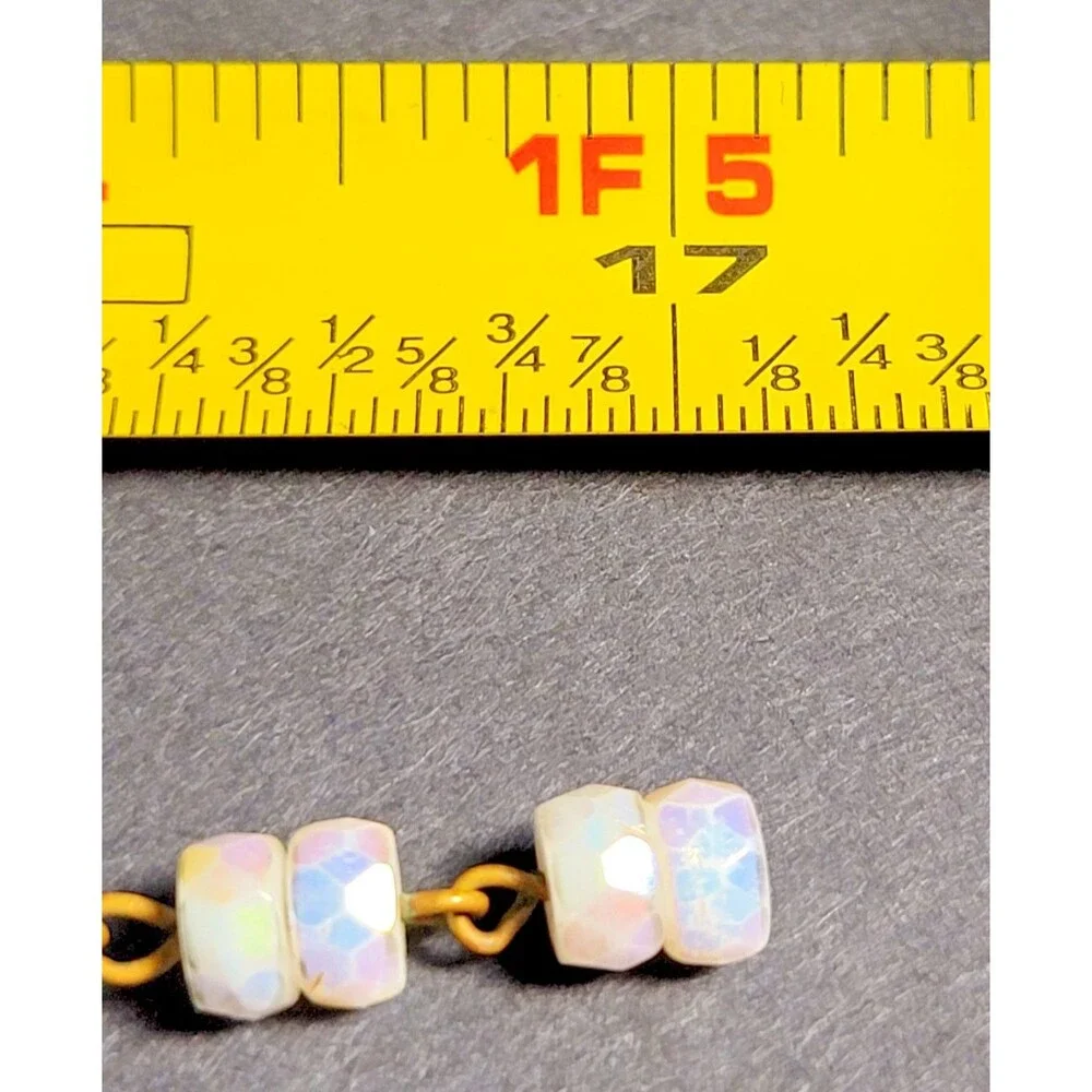 Vintage 1950s 4 Strand Opalescent Glass Bead Necklace Wedding Glam Mid Century